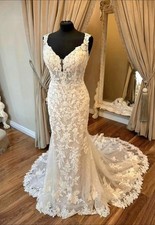 Justin Alexander Ezra Wedding Dress  Ivory over Nude Size  16, Great Condition