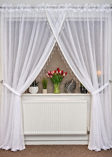 Honeycomb net curtain with - honeycomb,