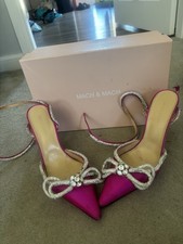 Mach And Mach fuschia Pink Satin Shoes With Crystal Embellishment Size 7