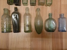 Old Glass Bottles. 6 x selection clear  glass bottles. 