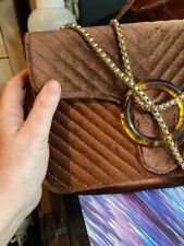 Vintage Chocolate Velvet Clutch/Shoulder Bag with rope chain 1980's era