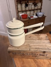 Vintage Cream & Green Enamel