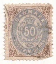 Denmark 1875 SC 33a 50o brown