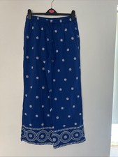 V by Very Embroidered Poplin Trousers - Cobalt Blue Size 14