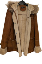 Project Moda suede hooded Tan Zip shearing jacket size M purchased Milan