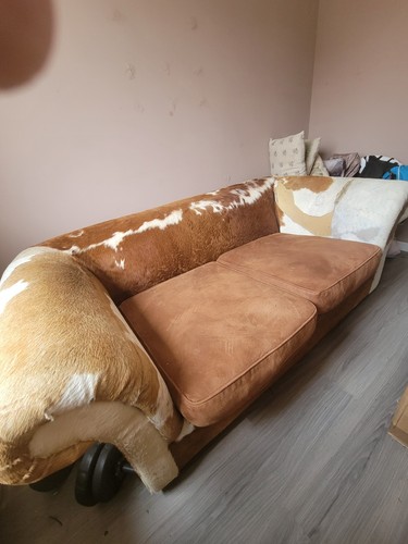 Cow hide chesterfield sofa - hide,