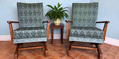 Pair green upholstered - green,