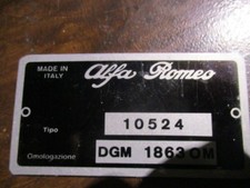 Nameplate Alfa Romeo plate