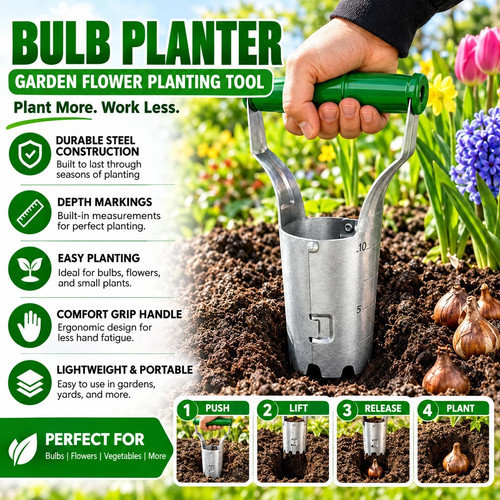Bulb planter garden tool - garden, deep