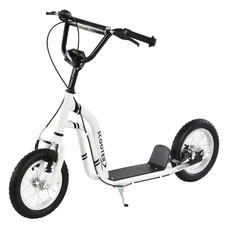 HOMCOM Kids Stunt Scooter with 12" Rubber Tyres, Adjustable Handlebar, White
