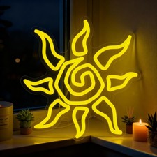 Sun Neon Sign, Dimmable Yellow