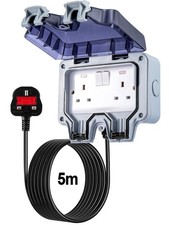 Outdoor/Outside Garden Extension Lead Socket 13A IP66 Rated 1m - 30m Black Cable