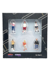 Tarmac Works American Diorama 1/64 Scale 6pc Car Meet Figure Set Diecast
