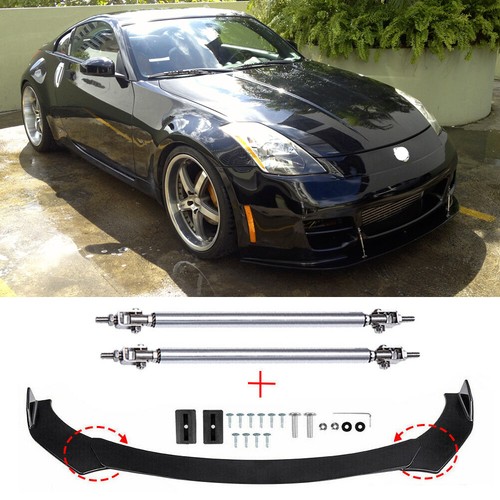 Gloss black front bumper lip - front,