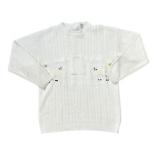 Vintage PULI DESIGNS "Natural" Embroidered Sheep Cable Knit Jumper Small Medium