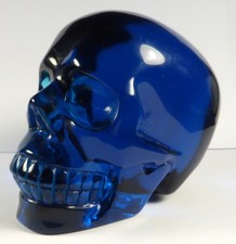 BLUE OBSIDIAN CARVED CRYSTAL SKULL. 1.4 kilo. 4.9inches deep x 3.8inches tall 