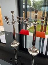 Chrome Candelabra Pair 5 Arm Candlesticks Decor Table Centrepiece