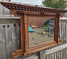 Oriental Antique Style Wood  Carved Wall Mirror Depicting Dragons/Floral