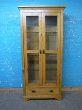CHUNKY SOLID OAK 2DOOR DISPLAY CABINET / BOOKCASE 1DRAWER - MORE ITEMS LISTED
