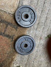 YORK 2 X 2.5 kg Cast Iron Weight Plate for 1" barbell dumbbell bars Gym 