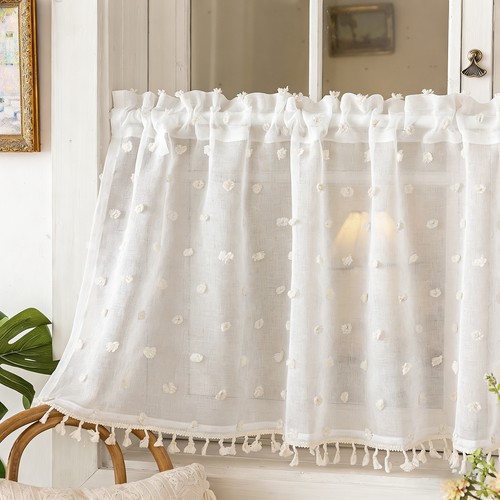 White pompom tassels - white,