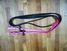 Full Size Pink Biothane Reflective Supergrip  Leather 3/4 Wide Reins Buckle Ends