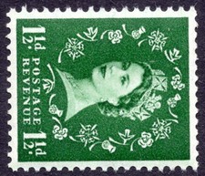 1952-4 1½d Green Sideways