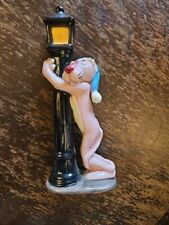 VINTAGE Ceramic Pink Panther Figurine Hugging Lamp Post