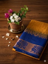 Beautiful Yellow & Blue Saree