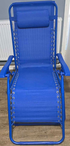 Blue reclining garden lounger - garden,