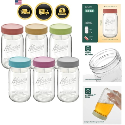 Glass storage jars 32oz pack - jars,