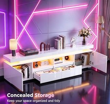 2M High Gloss White TV Stand