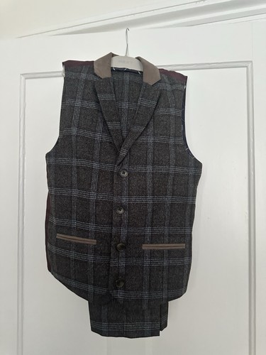 Grey and blue check tweed - grey,