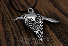 Celtic Raven Pendant -- Silver
