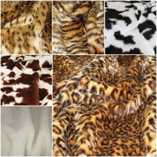 Animal Print Faux Fur Short Pile Fabric Super Soft Velboa Material 60" Wide