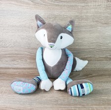 Nuby Grey Fox 16" Plush Toy Blue/Grey Patchwork Design