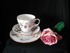Vintage Duchess 836 Bone China Trio Pink Rosebuds Floral  Tea Cup Saucer & Plate
