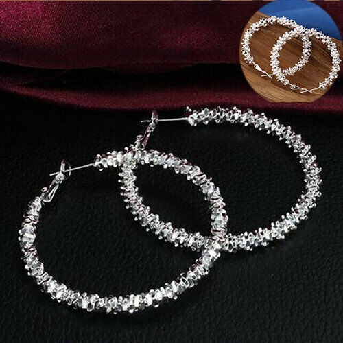 Hoop large rope - hoop, moissanite