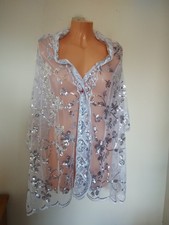 Silver Sequin White Net