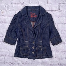 Vintage Tom Wolfe Dark Indigo Blue Lightweight Cotton Denim Button Up Jacket 10Y