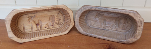 Pair antique wooden butter - pair,