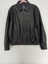 Chaps VTG Men’s Real Leather Padded Bomber Jacket Size Large