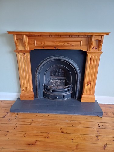 Black cast iron fireplace