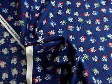 Makower Cotton Quilting Interiors Fabric Dark  Blue 'Pirate Skulls' 40"L x 44"W