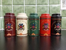 Jacksons Of Piccadilly Tea 5 Metal Mini Tins Rare Collectible. Used