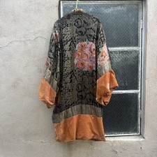 Antique 1920s Gold & Pink Lamé Rose Coat Robe Orange Silk Velvet Dress Jacket