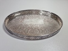 Barker Ellis England Silver Plated Walled 25cm Oval Drinks Tray