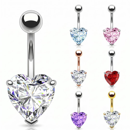 Crystal heart navel - crystal,