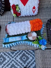 Artificial Silk Funeral Flowers Cigarette  Pillow Wreath Tribute Memorial Dad 