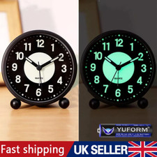 Alarm Clock Bedside No Ticking Battery Power Silent Luminous Clock clear display